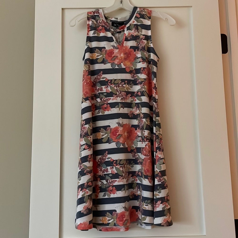 BCX striped dress with floral prints